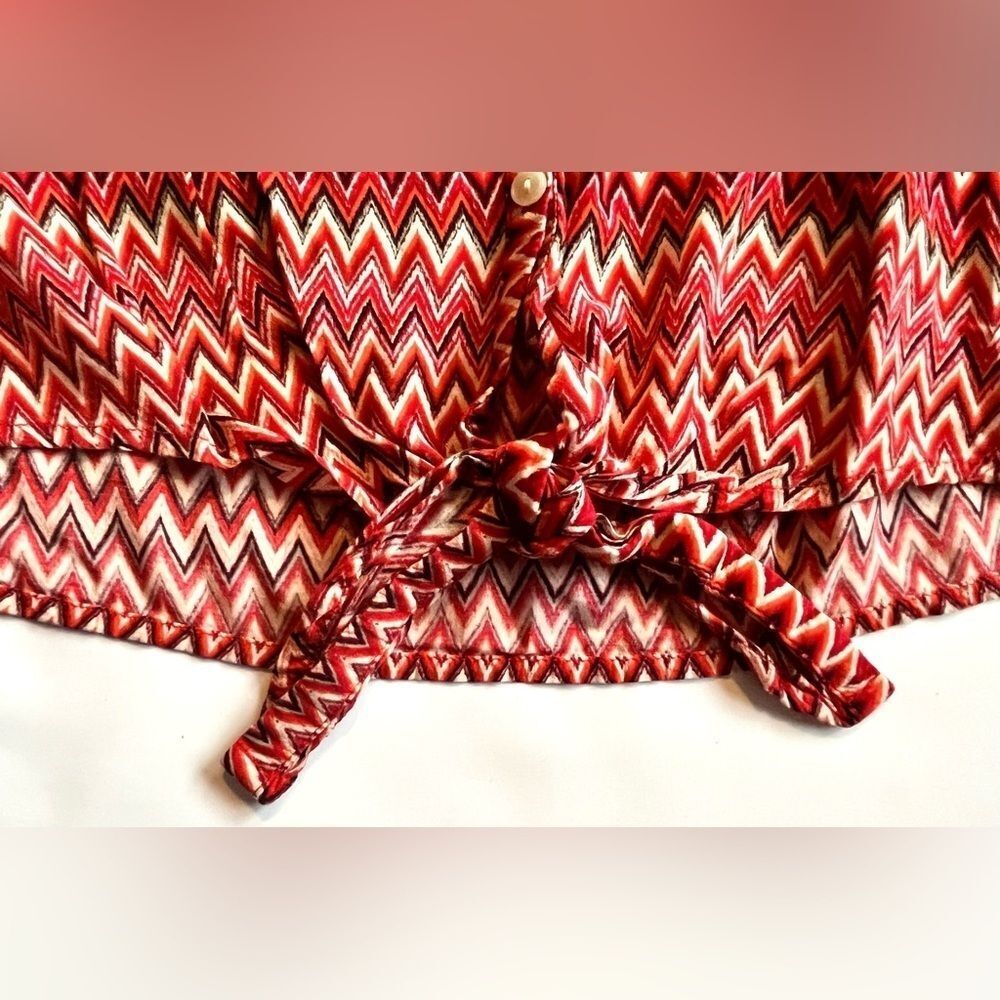 Lucky Brand Live in Love Women’s Chevron Patterned Red Blouse Size Small - Picture 7 of 12